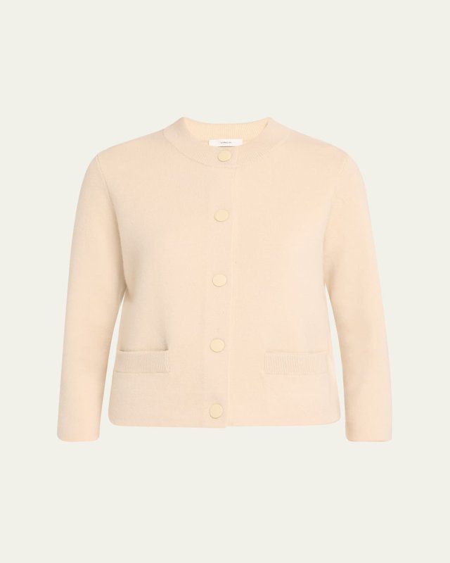 Wool and Cashmere Shrunken Snap Cardigan